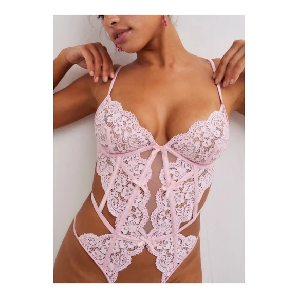 NWOT For Love and Lemons 🍋 Creamsicle Pink Teddy Small - Picture 4 of 9